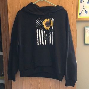 American flag and sunflower design hoodie